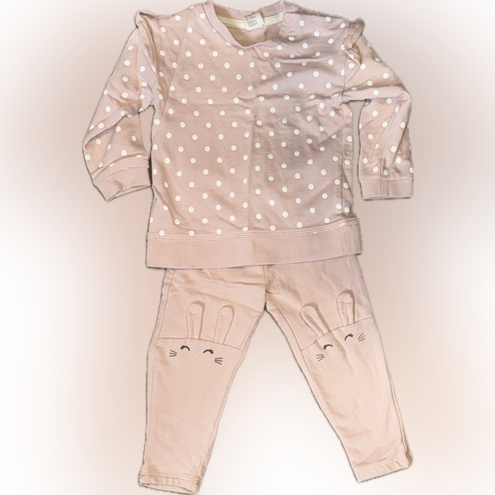 H&M Polka Dot Bunny shirt and pants matching outfit set